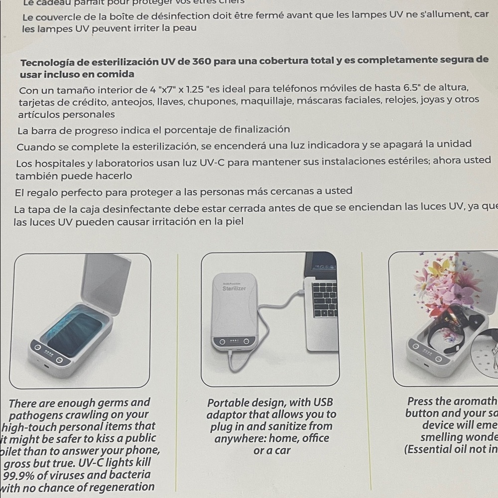 Travelon Portable Germicidal UV Sanitizer Box-NWT! - Picture 5 of 6